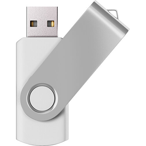 USB-Stick SWING Color 2.0 1 GB , Promo Effects MB , weiß / hellgrau MB , 1 GB , Kunststoff/ Aluminium MB , 5,70cm x 1,00cm x 1,90cm (Länge x Höhe x Breite), Bild 1