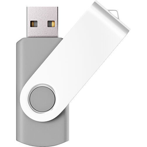 USB-Stick SWING Color 2.0 4 GB , Promo Effects MB , hellgrau / weiß MB , 4 GB , Kunststoff/ Aluminium MB , 5,70cm x 1,00cm x 1,90cm (Länge x Höhe x Breite), Bild 1