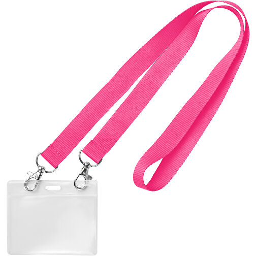 25 Mm Lanyard Mit 2 Metallkarabinern , rosa, Polyester, 90,00cm x 2,50cm (Länge x Breite), Bild 1