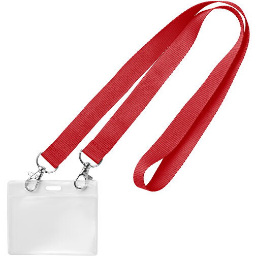 20 Mm Lanyard Mit 2 Metallkarabinern , chili, Polyester, 90,00cm x 2,00cm (Länge x Breite), Bild 1