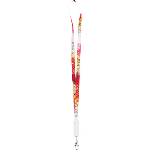 3-in-1 Full Color Lanyard Mit Ladekabel , weiß, Polyester, 90,00cm x 1,30cm (Länge x Breite), Bild 2