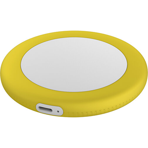 Wireless Charger REEVES-myMATOLA , Reeves, weiß / gelb, Kunststoff, Silikon, 1,05cm (Höhe), Bild 1