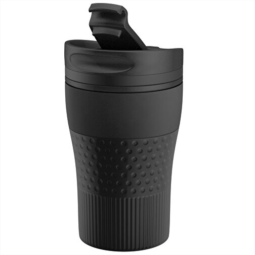 Thermobecher RETUMBLER-BAYAMO CORPORATE , Retumbler, schwarz / schwarz / schwarz, Edelstahl, Kunststoff, Silikon, 13,80cm x 9,00cm x 6,35cm (Länge x Höhe x Breite), Bild 1