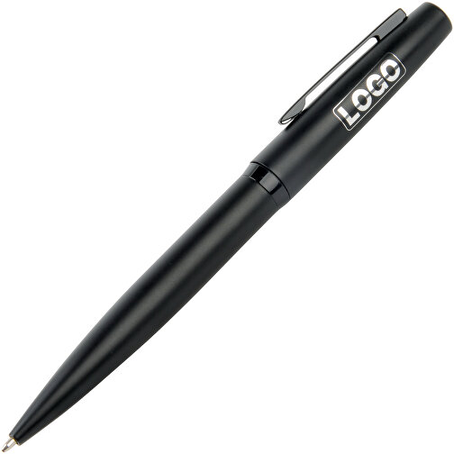 Metall-Kugelschreiber SIGNATURE , schwarz, Messing, 13,40cm (Länge), Bild 2