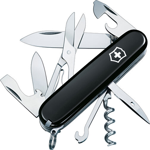 CLIMBER- Victorinox Schweizer Messer , Victorinox, schwarz, hochlegierter, rostfreier Stahl, 9,10cm x 1,70cm x 2,70cm (Länge x Höhe x Breite), Bild 2