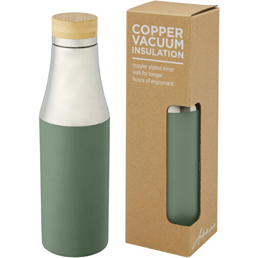 Botella de acero inoxidable con aislamiento al vacío de cobre de 540 ml con tapa de bambú 'Hulan', Imagen 1