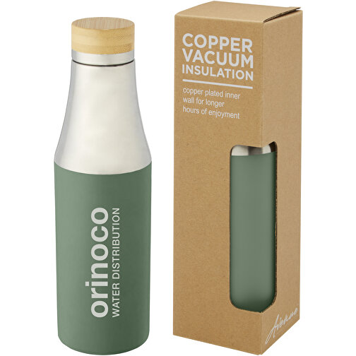 Botella de acero inoxidable con aislamiento al vacío de cobre de 540 ml con tapa de bambú 'Hulan', Imagen 3