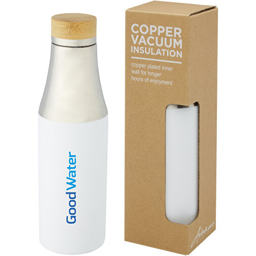 Hulan 540 Ml Kupfer-Vakuum Isolierflasche Mit Bambusdeckel , weiß, Edelstahl, Bambusholz, 24,70cm (Höhe), Bild 2