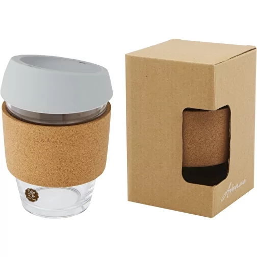 Gobelet Lidan de 360 ml en verre borosilicate avec grip en liège et couvercle en silicone, Image 3