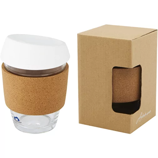 Gobelet Lidan de 360 ml en verre borosilicate avec grip en liège et couvercle en silicone, Image 2