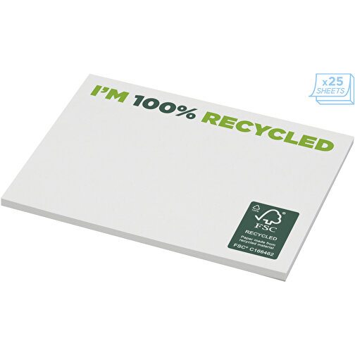 Sticky-Mate® Recycelte Haftnotizen 100 X 75 Mm , weiß, Recyceltes Papier, 80 g/m2, Recyclingkarton, 170 g/m2, 7,50cm x 0,25cm x 10,00cm (Länge x Höhe x Breite), Bild 3