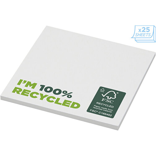 Sticky-Mate® Recycelte Haftnotizen 75 X 75 Mm , weiss, Recyceltes Papier, 80 g/m2, Recyclingkarton, 170 g/m2, 7,50cm x 0,25cm x 7,50cm (Länge x Höhe x Breite), Bild 3