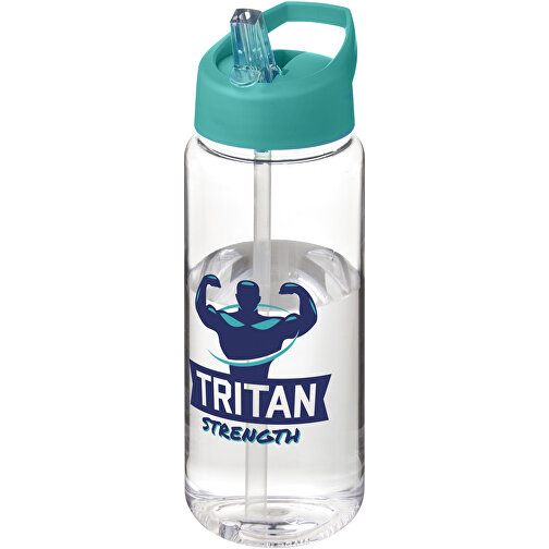 H2O Active® Octave Tritan™ 600 Ml Sportflasche Mit Ausgussdeckel , Green Concept, transparent klar / aquablau, Eastman Tritan™, 19,20cm (Höhe), Bild 2