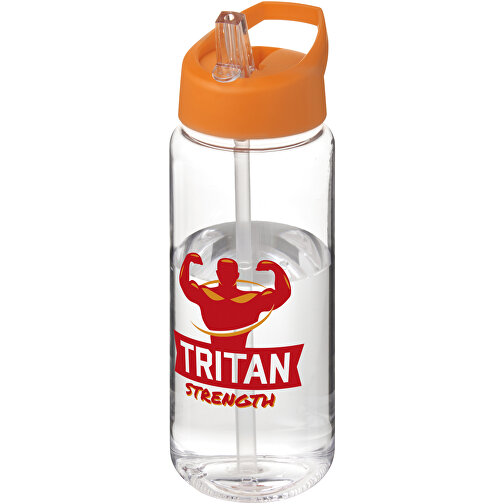H2O Active® Octave Tritan™ 600 Ml Sportflasche Mit Ausgussdeckel , Green Concept, transparent klar / orange, Eastman Tritan™, 19,20cm (Höhe), Bild 2