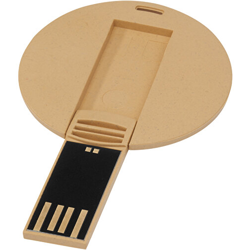 Runder Ausklappbarer USB Stick , kraftpapier MB , 16 GB , Getreide Kunststoff MB , 0,30cm (Höhe), Bild 1