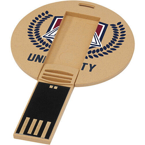 Runder Ausklappbarer USB Stick , kraftpapier MB , 4 GB , Getreide Kunststoff MB , 0,30cm (Höhe), Bild 2