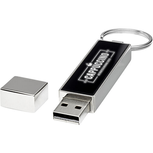 Rechteckiger Light Up USB Stick , weiß / schwarz / silber MB , 2 GB , Zink Legierung, Kunststoff MB , 6,80cm x 0,90cm x 1,70cm (Länge x Höhe x Breite), Bild 2