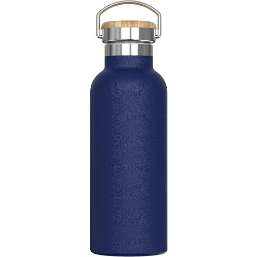 Isolierflasche Ashton 500ml , dunkelblau, Stainless steel, bamboo & PP, 21,80cm (Höhe), Bild 1
