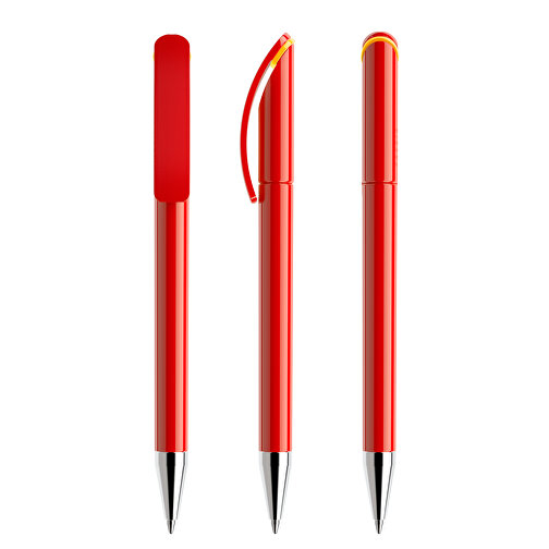 Prodir DS3 TPC Twist Kugelschreiber , Prodir, rot / gelb, Kunststoff/Metall, 13,80cm x 1,50cm (Länge x Breite), Bild 4