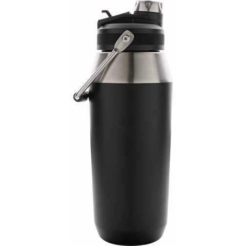 1L Vakuum StainlessSteel Flasche Mit Dual-Deckel-Funktion, Schwarz , schwarz, Edelstahl, 11,00cm x 27,20cm (Länge x Höhe), Bild 3
