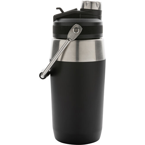500ml Vakuum StainlessSteel Flasche Mit Dual-Deckel-Funktion, Schwarz , schwarz, Edelstahl, 9,80cm x 21,20cm (Länge x Höhe), Bild 3