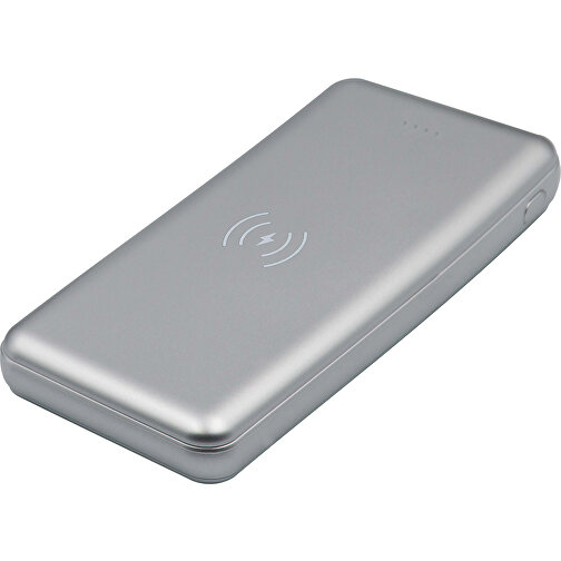 Powerbank „Elite“ Inkl. Wireless-Charger, 5W, 8.000mAh , silber, ABS, 13,90cm x 1,70cm x 6,80cm (Länge x Höhe x Breite), Bild 1