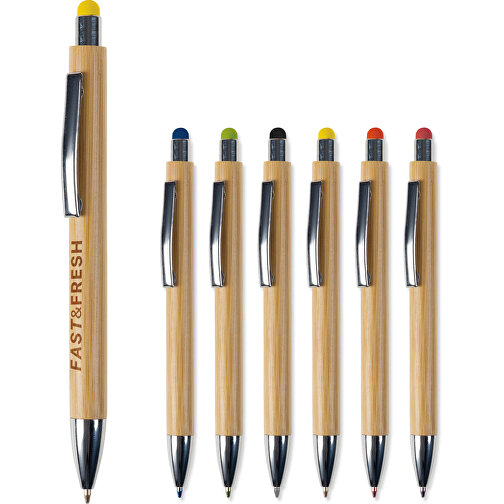 Bambus Kugelschreiber New York Mit Touchpen , gelb, Bambus, 14,20cm (Länge), Bild 4