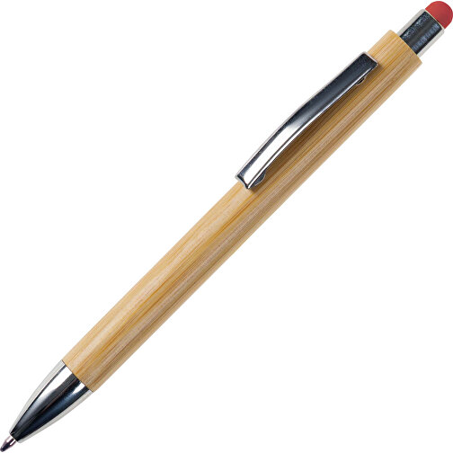 Bambus Kugelschreiber New York Mit Touchpen , rot, Bambus, 14,20cm (Länge), Bild 2