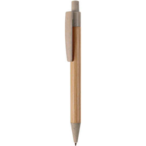 Kugelschreiber Bambus Mit Weizenstroh Elementen , grau, Bamboo & Wheatstraw, 14,00cm (Länge), Bild 1