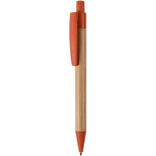 Kugelschreiber Bambus Mit Weizenstroh Elementen , orange, Bamboo & Wheatstraw, 14,00cm (Länge), Bild 1