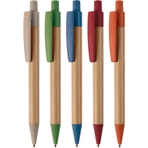 Kugelschreiber Bambus Mit Weizenstroh Elementen , dunkelrot, Bamboo & Wheatstraw, 14,00cm (Länge), Bild 4