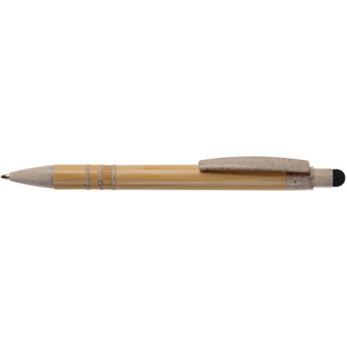 Kugelschreiber Bambus Mit Touchpen Und Weizenstroh Elementen , beige / schwarz, Bamboo & Wheatstraw, 14,50cm (Länge), Bild 3