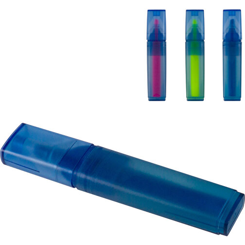 Textmarker Aus R-PET-Material , blau / gelb, R-PET, 11,80cm x 1,20cm x 2,40cm (Länge x Höhe x Breite), Bild 3
