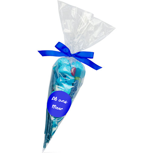 Spitztüte M Blau , Folientüte mit Drahtclip und Taftband, 35,00cm x 8,00cm (Höhe x Breite), Bild 1