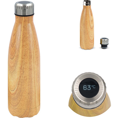 Isolert flaske Swing Wood Edition med temperaturdisplay 500 ml, Bilde 5