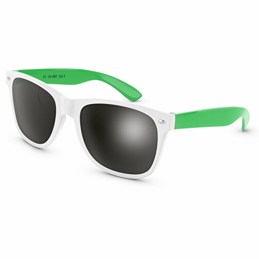 SunShine Glänzend - UV 400 , Promo Effects, weiß/grün, Rahmen aus Polycarbonat und Glass aus AC, 14,50cm x 4,80cm x 15,00cm (Länge x Höhe x Breite), Bild 1