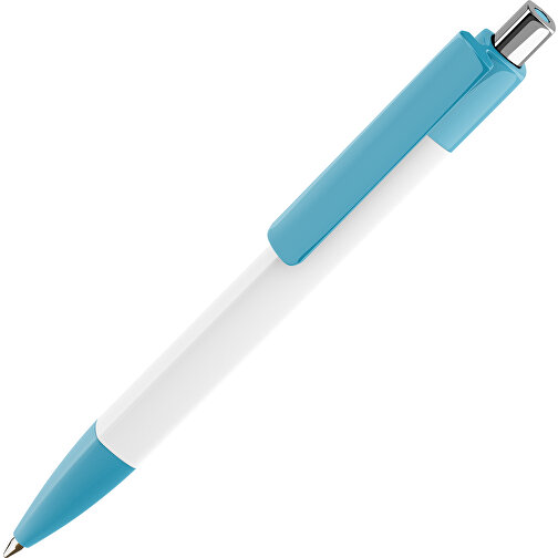Prodir DS4 PMM Push Kugelschreiber , Prodir, dusty blue/weiß/silber poliert, Kunststoff, 14,10cm x 1,40cm (Länge x Breite), Bild 1