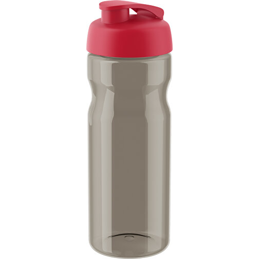 H2O Active® Eco Base 650 Ml Sportflasche Mit Klappdeckel , kohle transparent / rot, PCR Kunststoff, PP Kunststoff, 22,40cm (Höhe), Bild 1