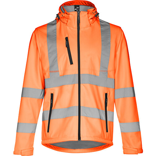 THC ZAGREB WORK. Softshell-Jacke Mit Hoher Sichtbarkeit (Unisex) , hexachrome orange, Polyester, S, 72,00cm x 54,00cm (Länge x Breite), Bild 1