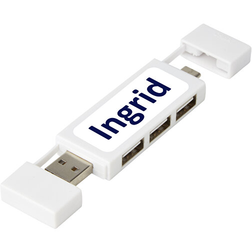 Mulan Doppelter USB 2.0-Hub , weiß, ABS Kunststoff, 9,00cm x 0,90cm x 2,00cm (Länge x Höhe x Breite), Bild 3