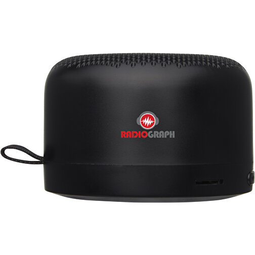 Loop 5W Bluetooth Lautsprecher Aus Recyceltem Kunststoff , schwarz, Recycelter Kunststoff, 8,00cm x 5,50cm x 8,00cm (Länge x Höhe x Breite), Bild 2