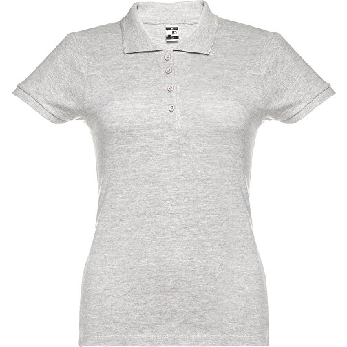 THC EVE. Damen Poloshirt , weiß melliert, 100% Baumwolle, M, 62,00cm x 43,00cm (Länge x Breite), Bild 1