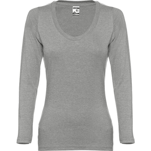 THC BUCHAREST WOMEN. Langärmeliges Tailliertes T-Shirt Für Frauen Aus Baumwolle , hellgrau melliert, 100% Baumwolle, XXL, 69,00cm x 50,00cm (Länge x Breite), Bild 1