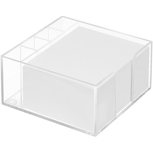 Zettelbox 'Lambda' Mit Köcher , glasklar, PS+PAP, 10,50cm x 5,00cm x 10,50cm (Länge x Höhe x Breite), Bild 2
