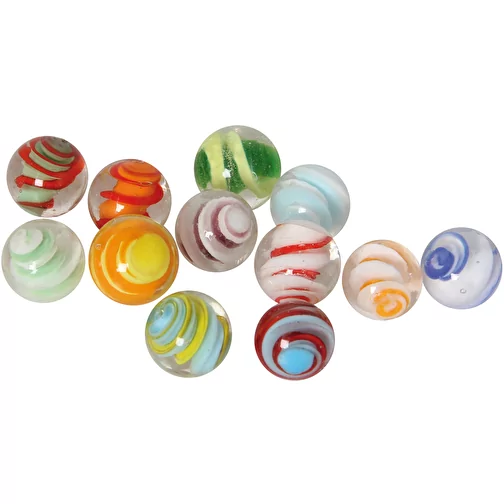 Glaskulor Spiral 17 mm uppsättning med 12 kulor, Bild 1