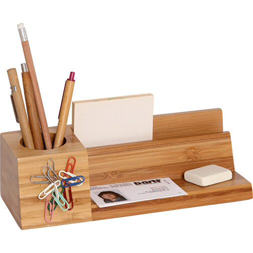 Schreibtischständer Mit Magnet Bambus , , 24,00cm x 6,80cm x 8,80cm (Länge x Höhe x Breite), Bild 4