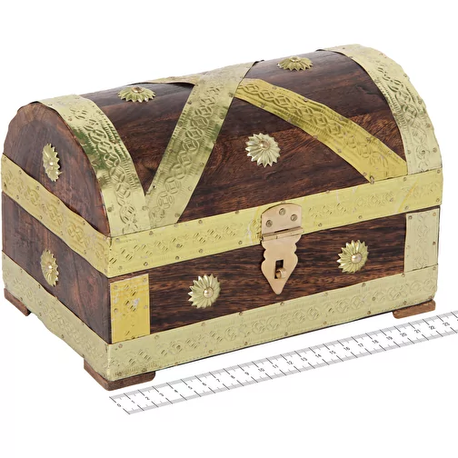 Coffre au trésor pirate doré 23 cm, Image 3