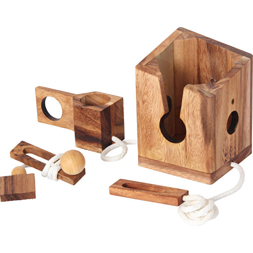 Holz-Flaschenpuzzle Braun , , 15,00cm x 10,50cm x 10,50cm (Länge x Höhe x Breite), Bild 2