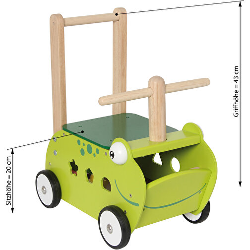 Schiebewagen Frosch , , 39,00cm x 44,00cm x 24,00cm (Länge x Höhe x Breite), Bild 5