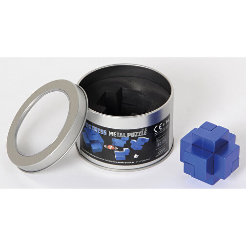 Puzzle metálico de la fortaleza (azul) en una lata, Imagen 2